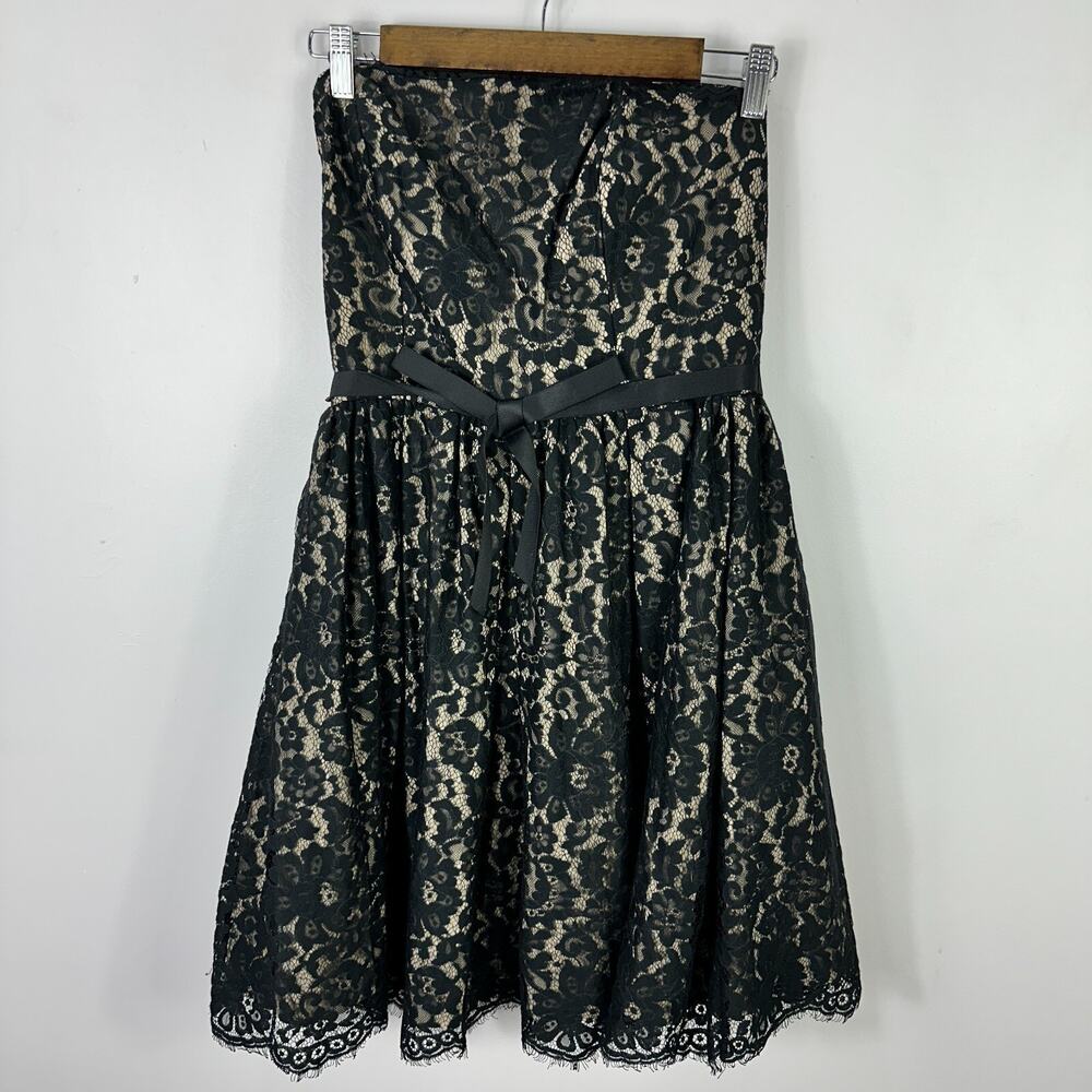 Robert Rodriguez Strapless Dress Women 8 Black Lace Cocktail‎ Party Goth Y2K